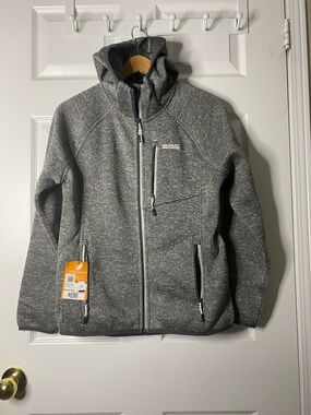 Women's Gray Full-Zip Knit Jacket with High Collar #7